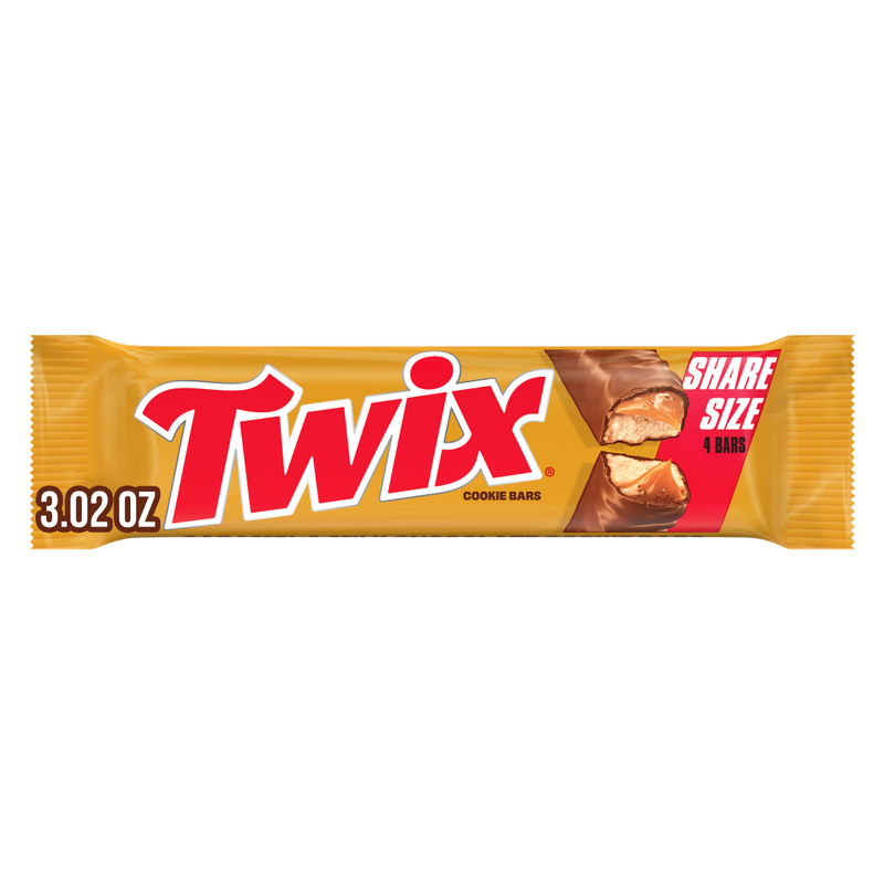 TWIX Milk Chocolate Caramel Cookie Candy Bar, Share Size, 3.02 oz