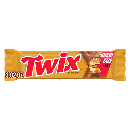 TWIX Milk Chocolate Caramel Cookie Candy Bar, Share Size, 3.02 oz