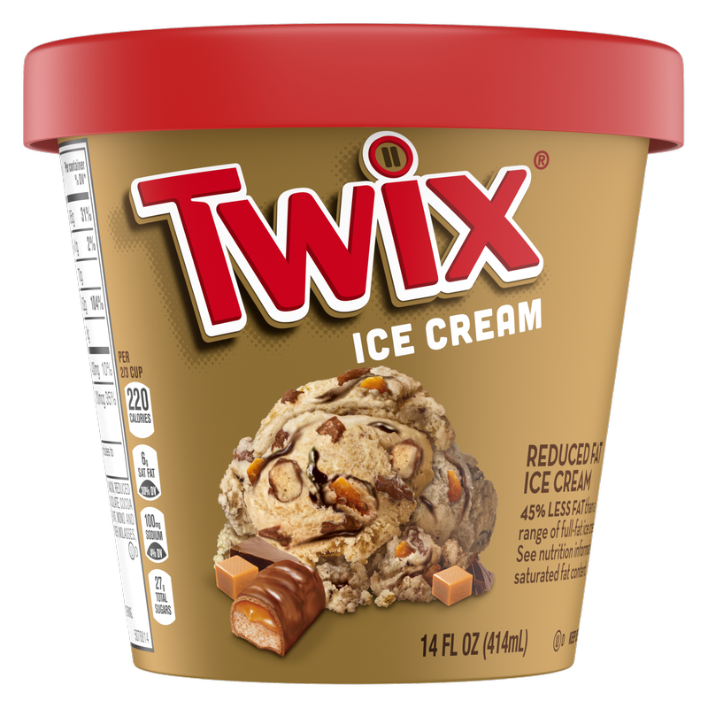 TWIX Caramel Fudge Swirl Ice Cream Reduced Fat Cookie Caramel Ice Cream with Twix Candy Bar Pieces, 14oz