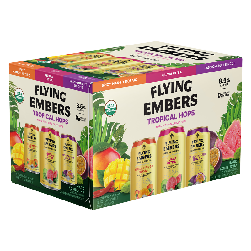 Flying Embers Hard Kombucha Tropical Hops Mix Pack 6pk 12oz Can 8.5% ABV