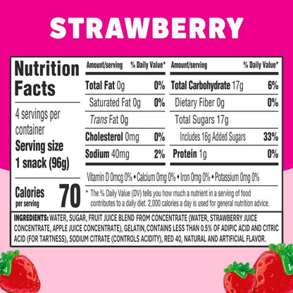 Jell-O Original Strawberry Snack Cups - 4ct