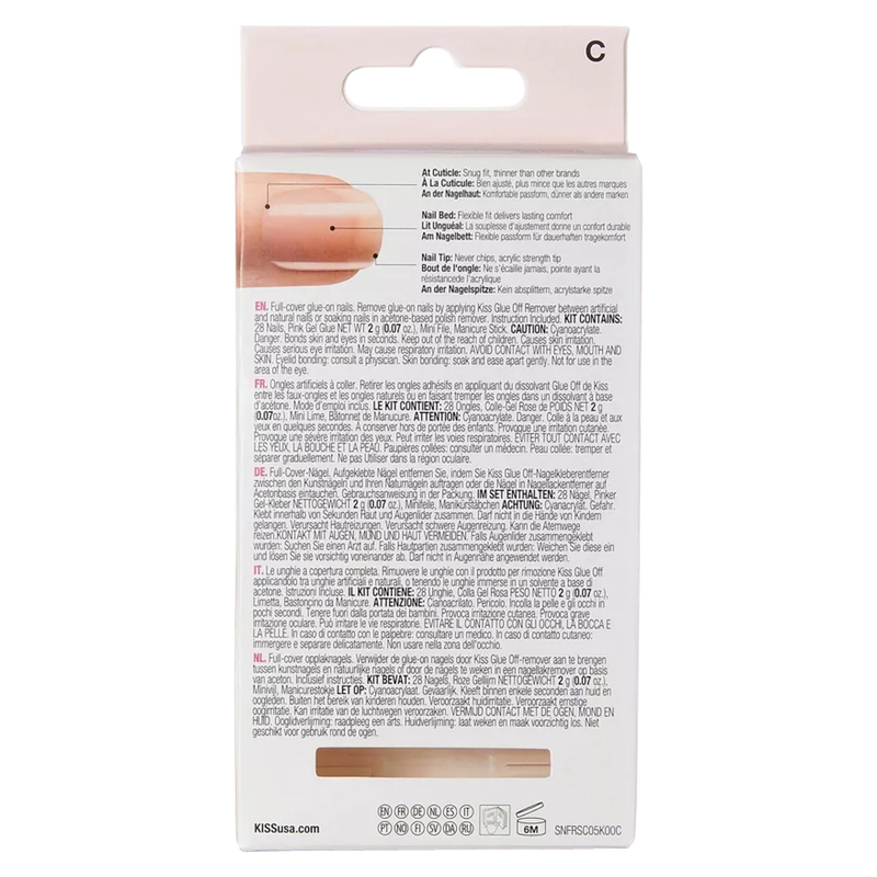 Kiss Salon Acrylic Nude French False Nails, Breathtaking, 28 ct