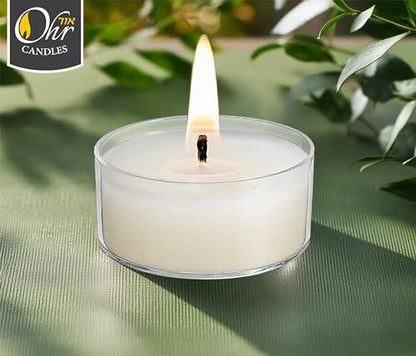 Tealight Candles in Clear Plastic Cups, 4 Hours, 50 Pack