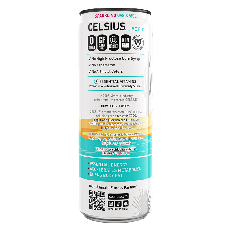 CELSIUS Sparkling Oasis Vibe Energy Drink 12oz Can