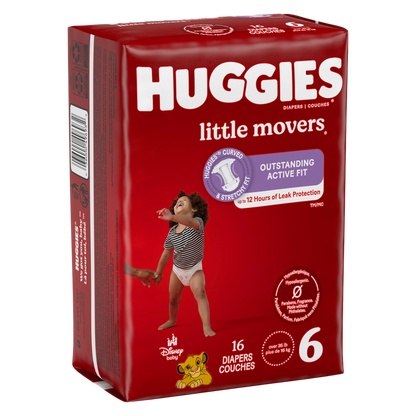 Huggies Little Movers Baby Diapers, Size 6 (35+ lbs), 16 Ct