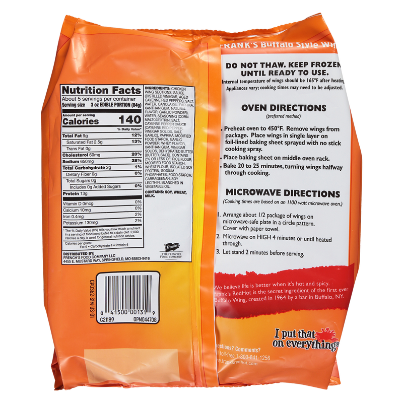 Frank's RedHot Buffalo Style Frozen Wings 22oz