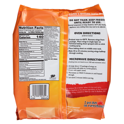 Frank's RedHot Buffalo Style Frozen Wings 22oz