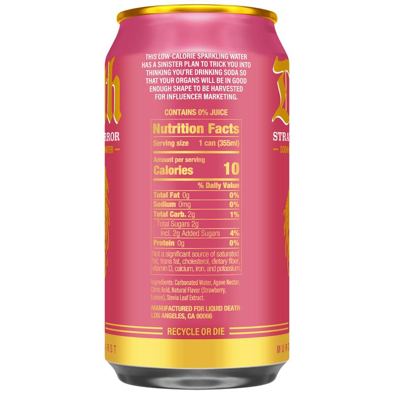 Liquid Death Strawberry Terror Sparkling Water 6pk 12oz Can