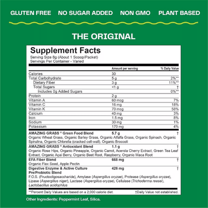 Amazing Grass Greens Blend Superfood Vegan Powder Original 8.5oz