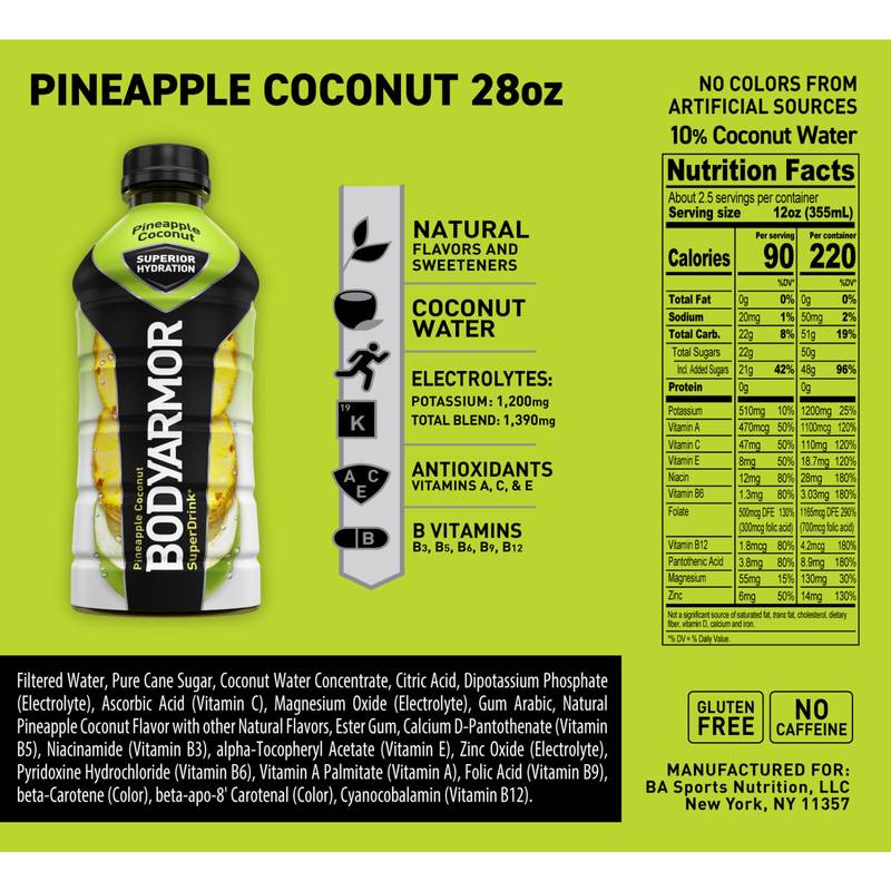 BODYARMOR Pineapple Coconut Sports Drink 28oz Btl