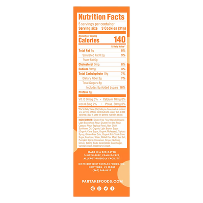 Partake Pumpkin Spice Soft Baked Cookies 5.5oz