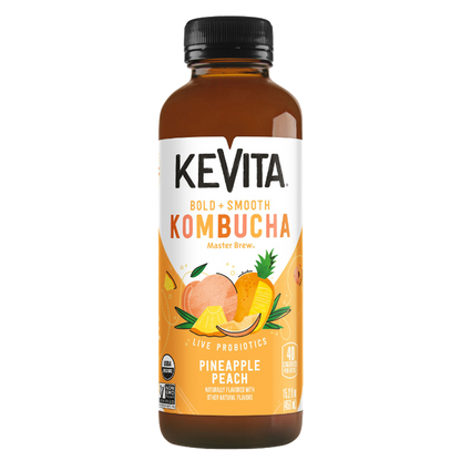Kevita Pineapple Peach Kombucha 15.2oz Btl - KeVita – BevMo!