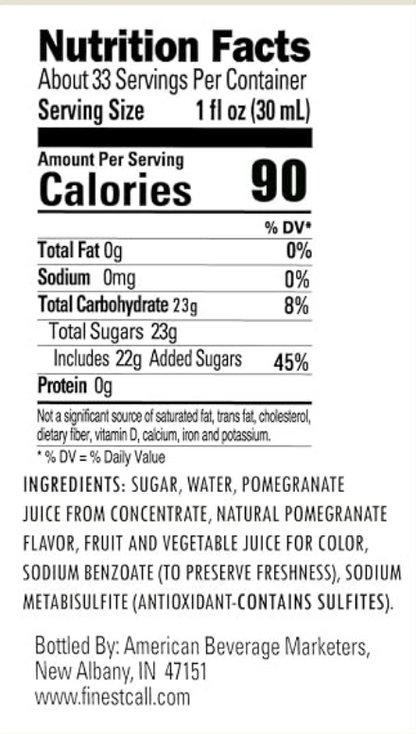 Finest Call Pomegranate Syrup 1 Liter