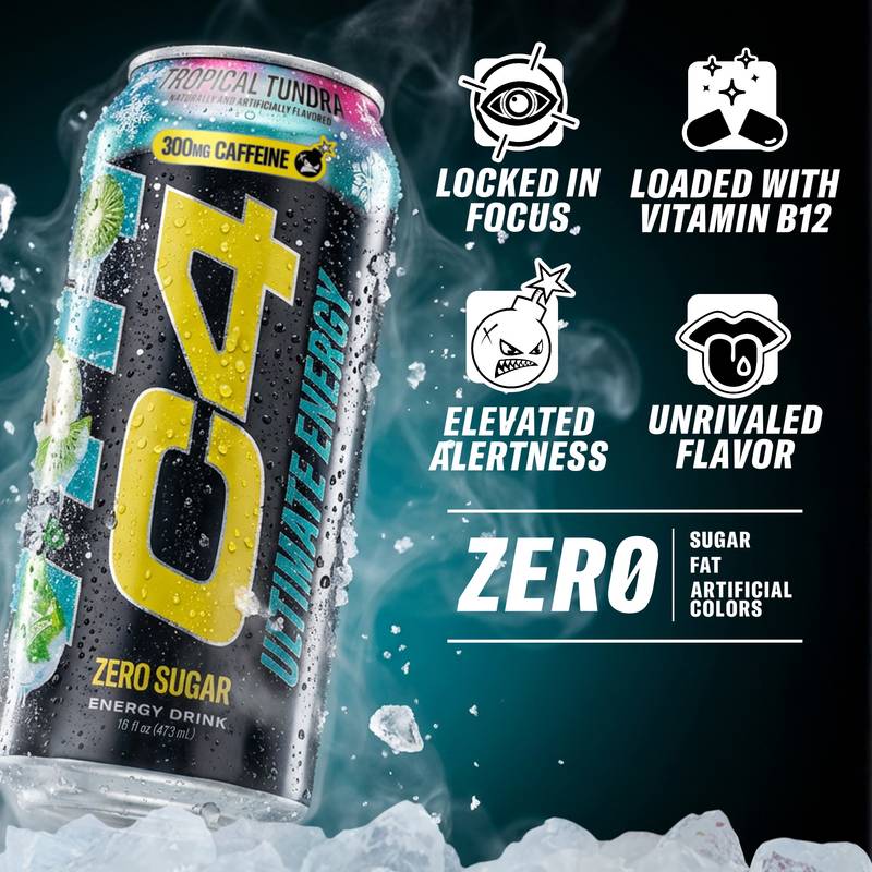 C4 Ultimate Energy Zero Sugar Tropical Tundra Frost 16oz Can - C4