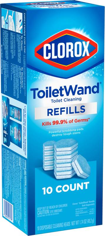 Clorox No Scent Toilet Wand Refill Heads 1.74oz Cloth