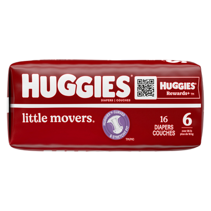 Huggies Little Movers Baby Diapers, Size 6 (35+ lbs), 16 Ct
