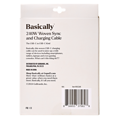 Basically 240W USB-C Woven Charge Cable (6ft)