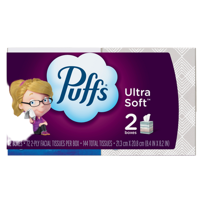 Puffs Ultra Soft 2 x 72ct Facial Tissues
