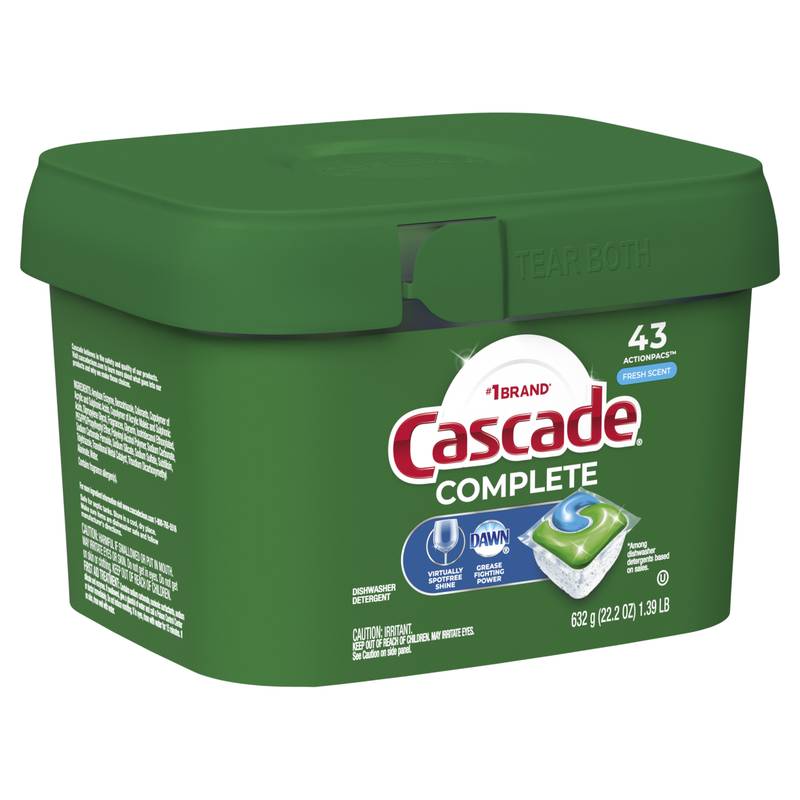 Cascade Complete Pods ActionPacs Dishwasher Detergent Fresh 43ct
