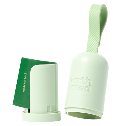 Earth Rated Dog Poop Bag Holder with Dog Poop Bags (1 Dispenser & 15 Bags)