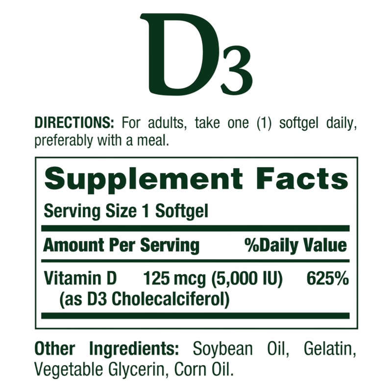 Nature's Bounty Vitamin D3 5000IU Softgels 150ct