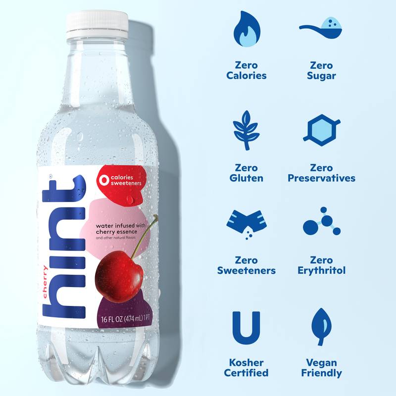 Hint Cherry Water 16oz Btl - Hint – BevMo!