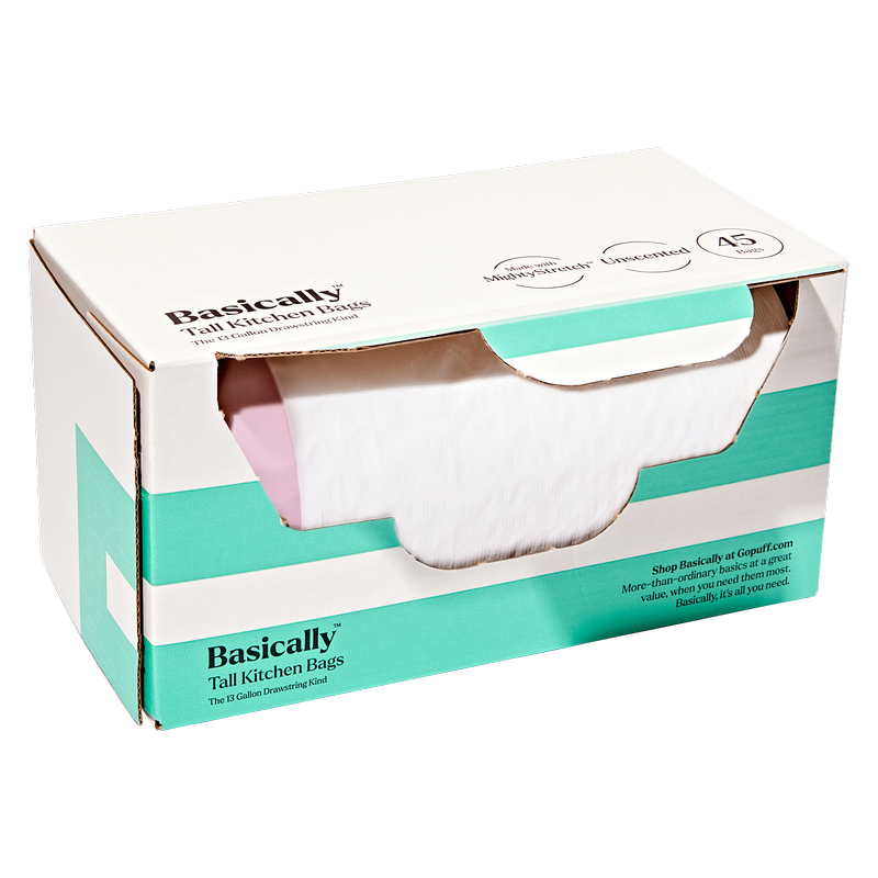 Basically 45ct MightyStretch 13 Gallon Tall Kitchen Bags