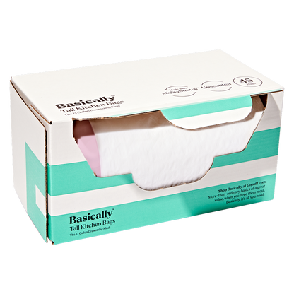 Basically 45ct MightyStretch 13 Gallon Tall Kitchen Bags