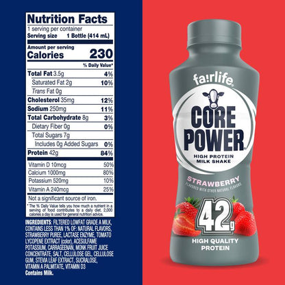 Core Power Elite 42G Strawberry Protein Milkshake 14oz Btl
