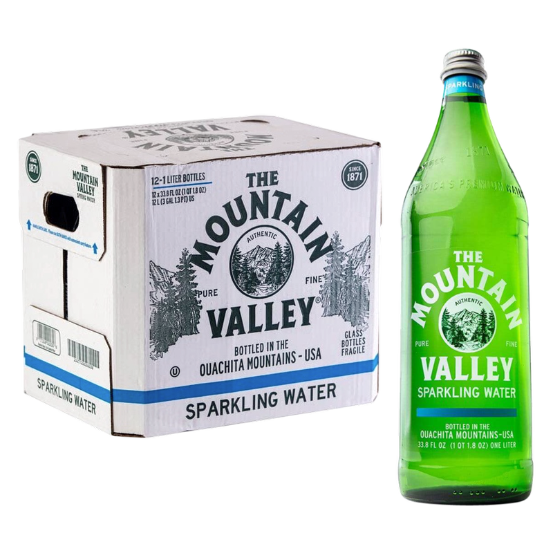 Mountain Valley Sparkling Water 12pk 1L Glass Bottle- XL