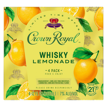 Crown Royal Whisky Lemonade Cocktail 4pk 12oz 7% ABV