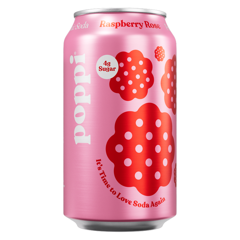 Poppi Prebiotic Soda Raspberry Rose 12oz Can - poppi – BevMo!
