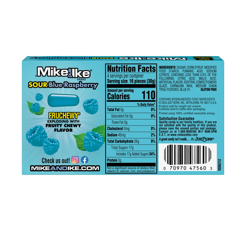 Mike and Ike Sour Blue Raspberry, 4.25 oz