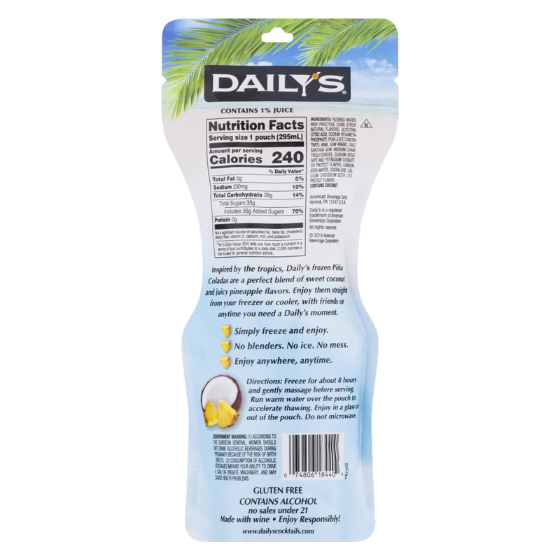 Daily's Frozen Pina Colada 10oz Pouch