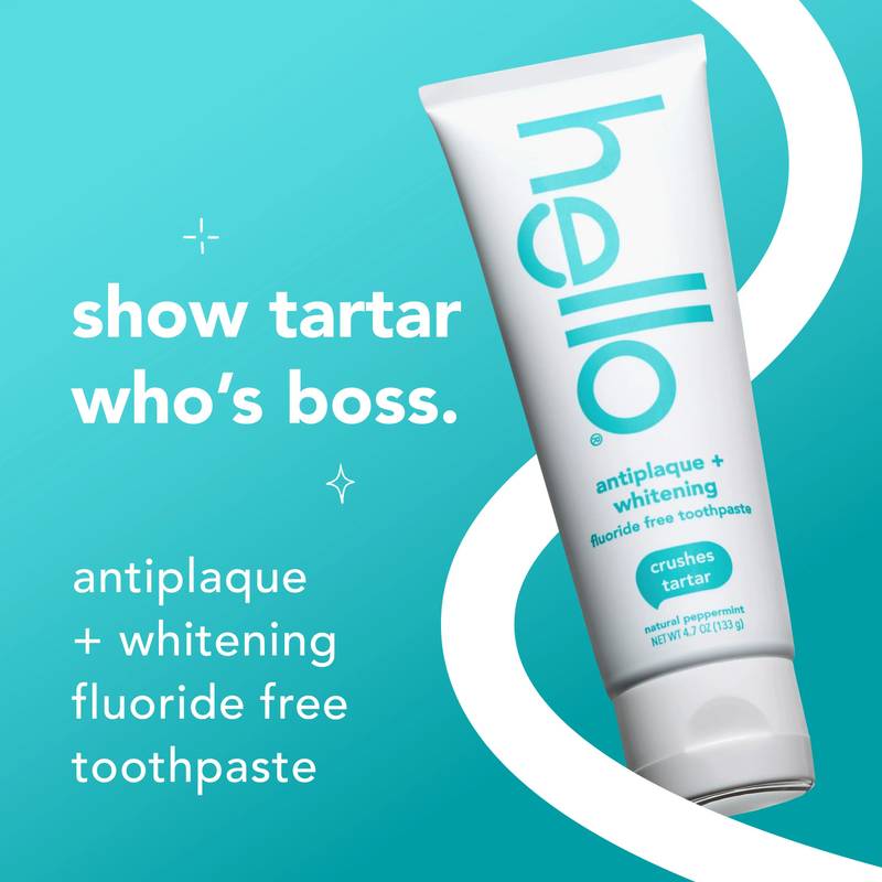 hello Antiplaque + Whitening Fluoride Free Toothpaste, Tea Tree + Coconut Oil, Vegan & SLS Free