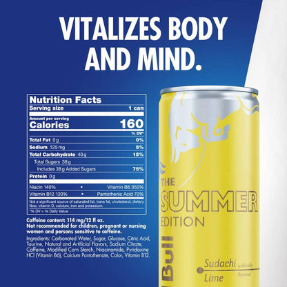 Red Bull Summer Edition Sudachi Lime Energy Drink 4pk 12oz Can