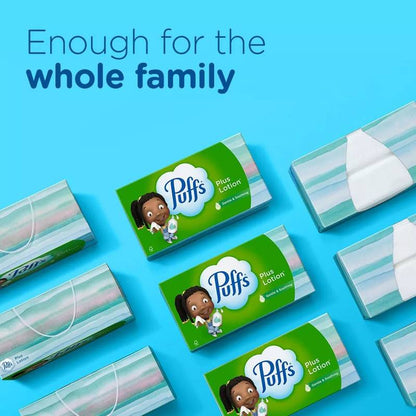 Puffs Plus Lotion 4ct Facial Tissues, Family Boxes, 124 Tissues per box