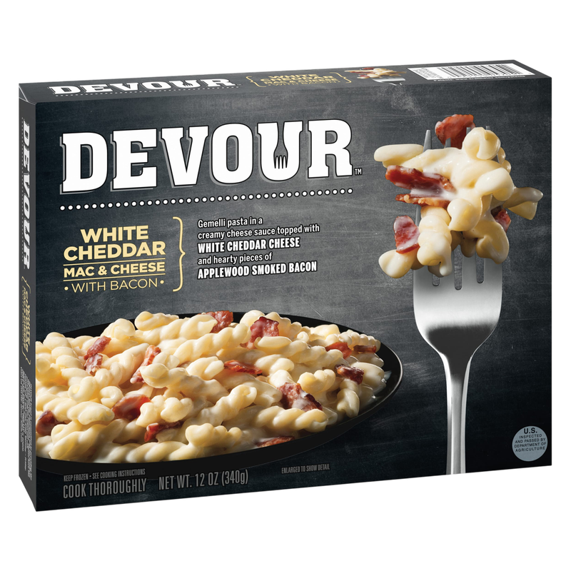 Devour Frozen White Cheddar Mac & Cheese with Bacon Meal 12oz