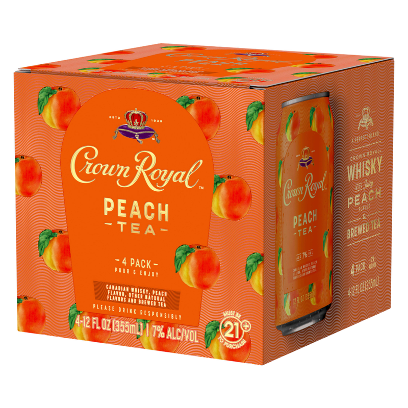 Crown Royal Peach Tea Canadian Whisky Cocktail 4pk 12oz Can 7% ABV