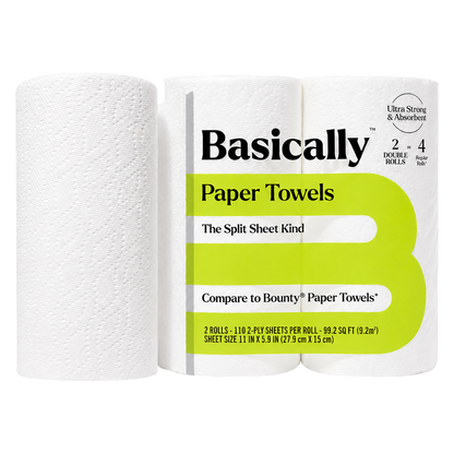 Basically 2ct Split Sheet Paper Towels Double Roll