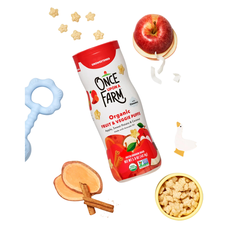 Once Upon a Farm Fruit & Veggie Puffs Apple Sweet Potato & Coconut Baby Snacks - 1.5oz