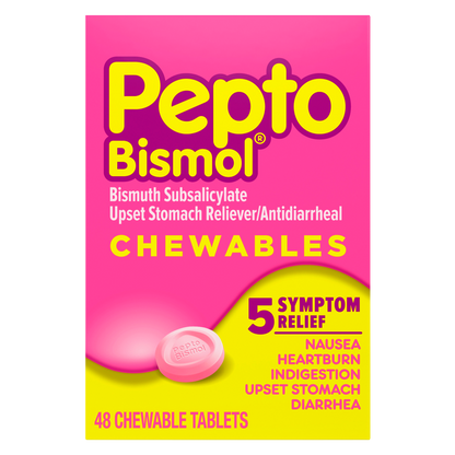 Pepto Bismol 5 Symptom Relief Chewable Tablets 48 ct