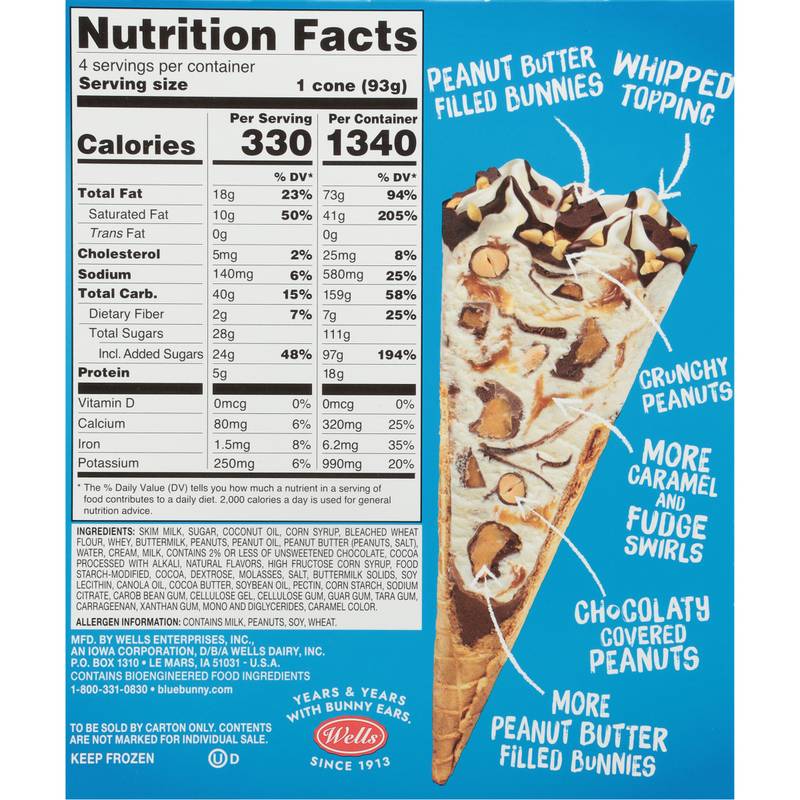 Blue Bunny Bunny Tracks Load'd Cones 4ct - Blue Bunny – BevMo!