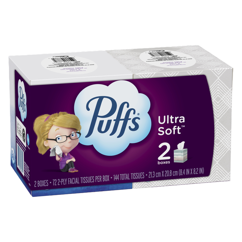 Puffs Ultra Soft 2 x 72ct Facial Tissues