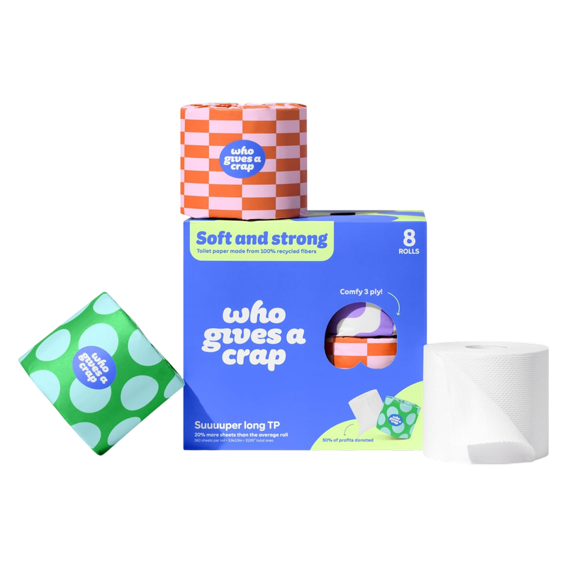 Who Gives a Crap 4ct 100% Recycled Double Length Toilet Paper Rolls