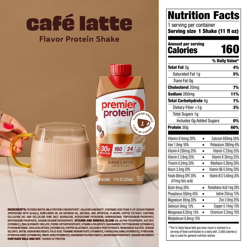 Premier Protein 30g Cafe Latte High Protein Shake 4pk 11oz Ctn