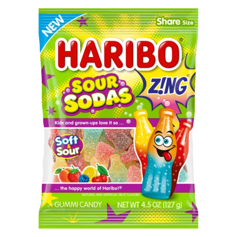 Haribo Sour Sodas, 4.5 oz