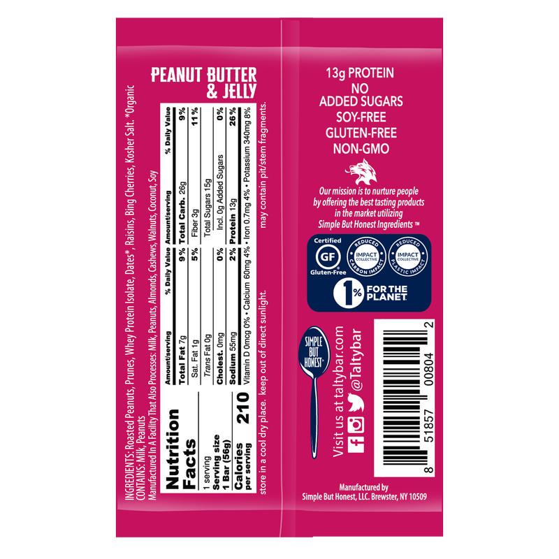 Talty Bar Peanut Butter & Jelly 2oz
