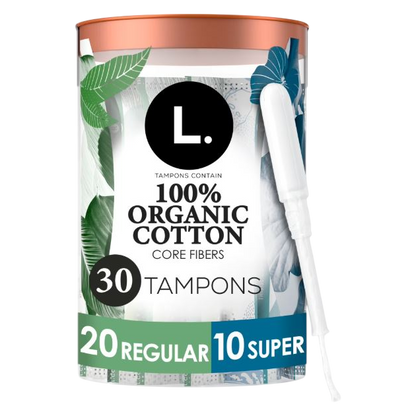 L . Organic Cotton Full Size Multipack Tampons, Regular/Super, 30ct