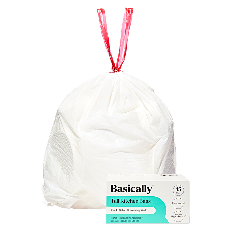 Basically 45ct MightyStretch 13 Gallon Tall Kitchen Bags